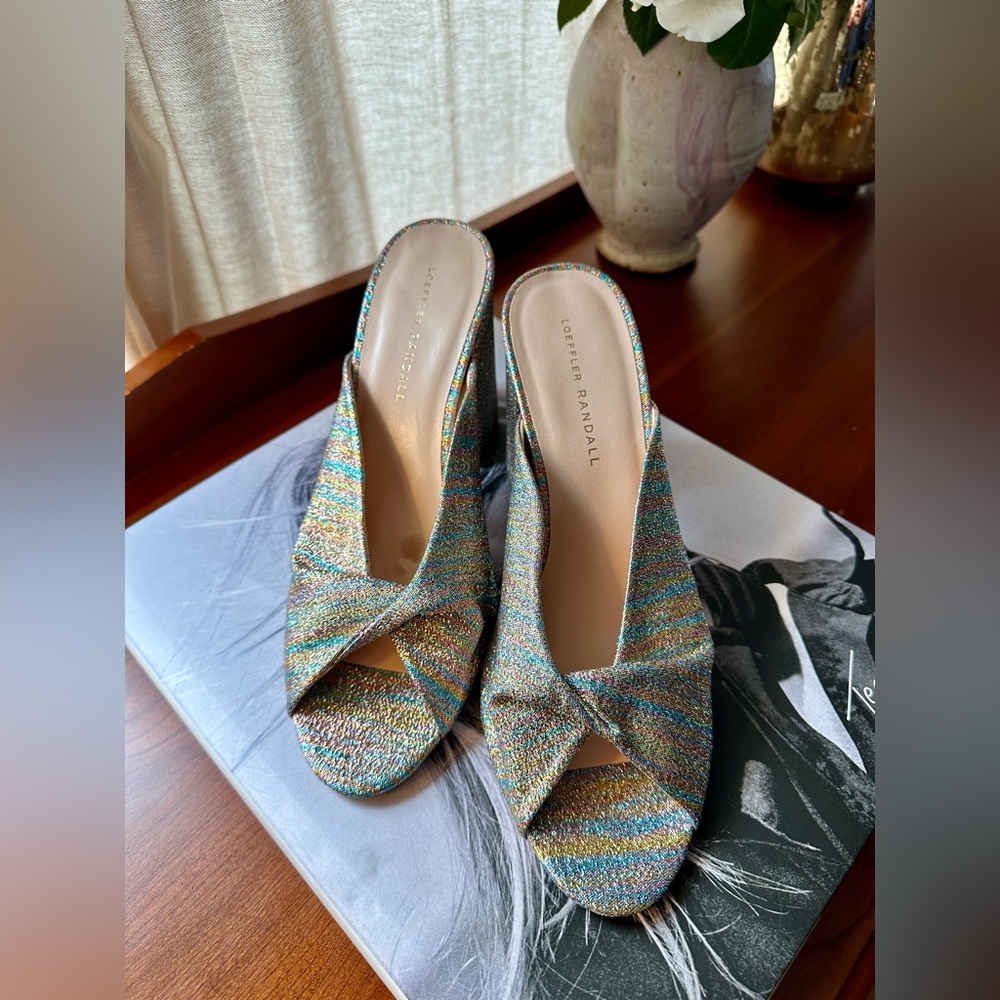 Loeffler Randall Rainbow Prism Glitter Mules 9.5B - Fit Like 8.5-9